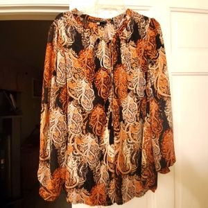 Brown and Black Paisley Top